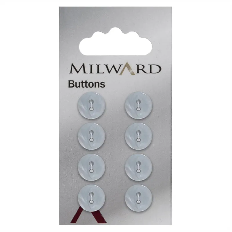 Milward Perlmutt-Knopf, weiß-blau, 11 mm (8 Stück)