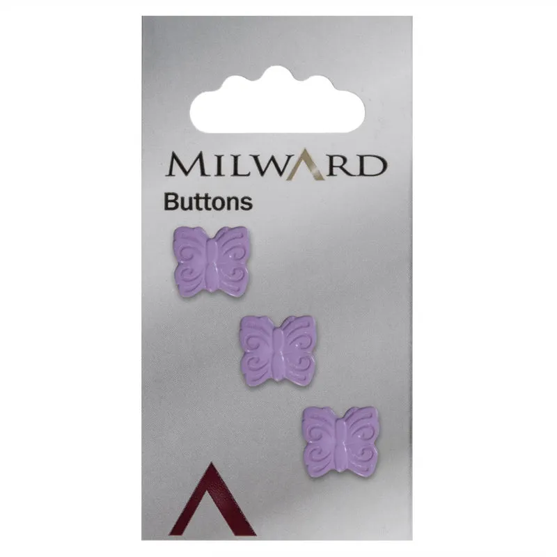 Milward-Knopf, lila Schmetterling, 18 mm (3 Stück)