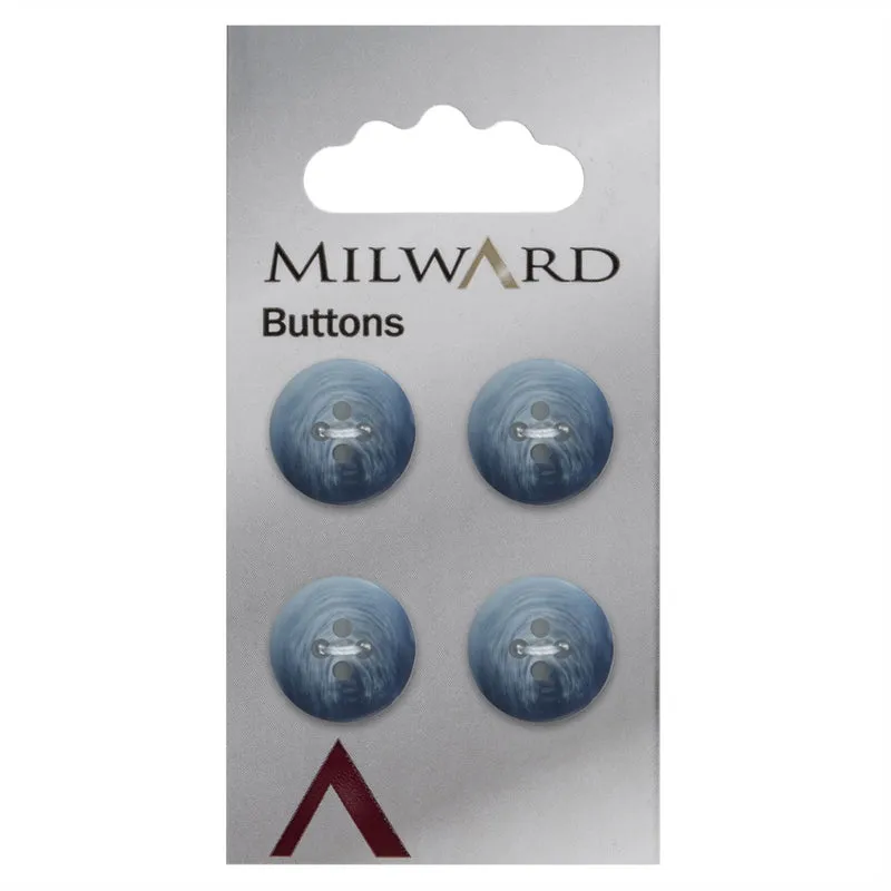 Milward-Knopf, marmoriert, Blau/Weiß, 15 mm (4 Stück)