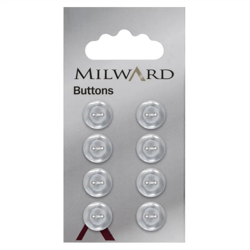 Milward Perlmutt-Knopf, weiß glänzend, 11 mm (8 Stück)