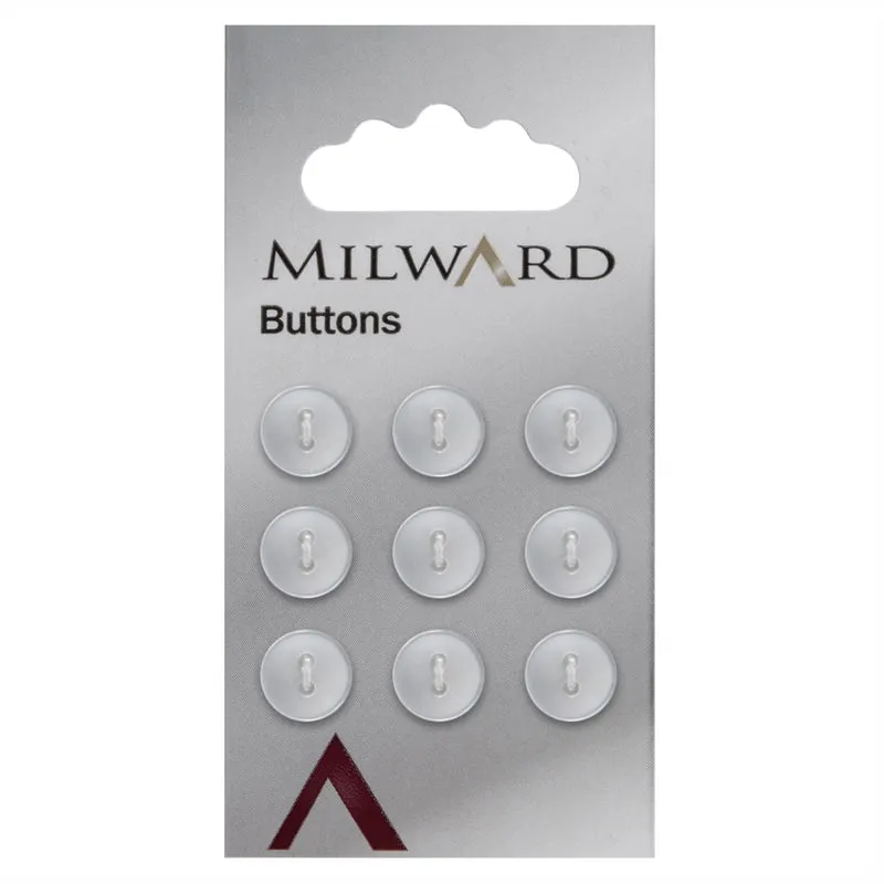 Milward Perlmutt-Knopf, weiß glänzend, schmaler Rand, 10 mm (9 Stück)