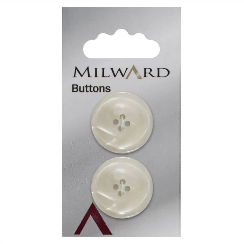 Milward Perlmutt/Transparent-Knopf, weiß, 25 mm (2 Stück)