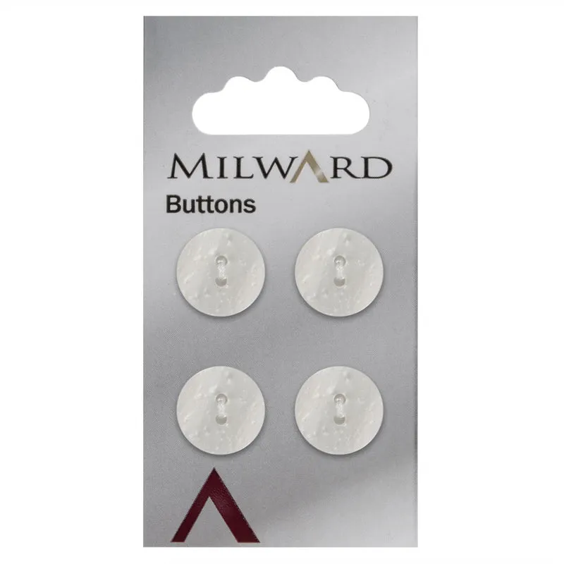 Milward leicht gewellter Perlmutt-Knopf, Weiß, 15 mm (4 Stück)