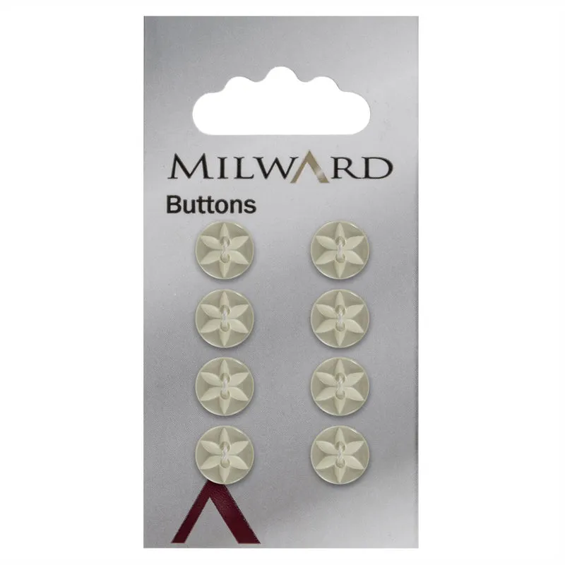 Milward-Knopf, gelb, glänzend, Blume/Stern, 10 mm (8 Stück)