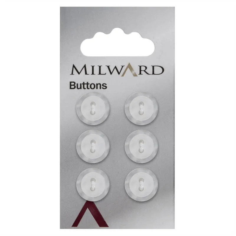 Milward-Knopf, weiß mit Perlmutt-Rand, 13 mm (6 Stück)