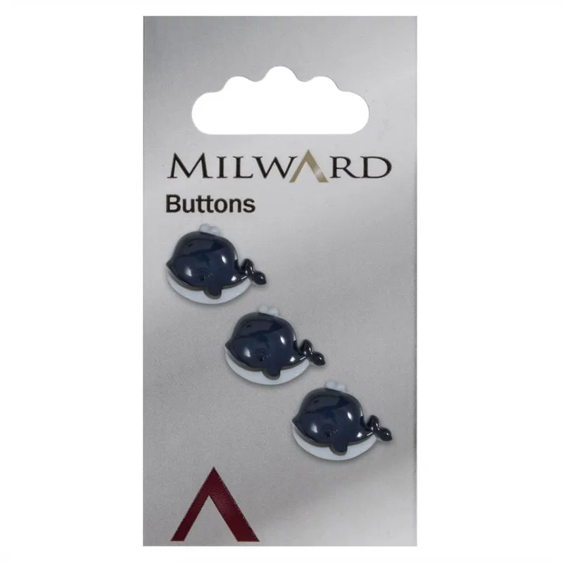 Milward-Knopf „Wal“, Blau, 16 mm (3 Stück)