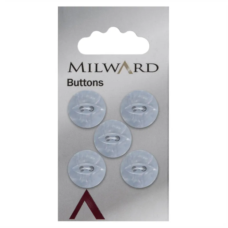 Milward Perlmutt-Knopf Weißblau 15 mm (5 Stück)