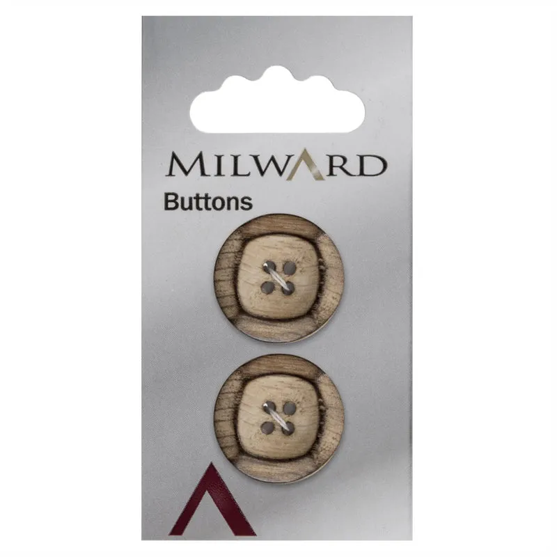 Milward Knopf, rund mit quadratischem Teil, 22 mm (2 Stück)