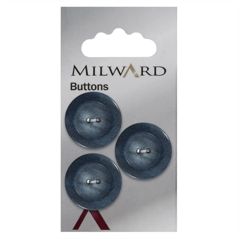 Milward-Knopf mit Rand, Dunkelblau, 22 mm (3 Stück)