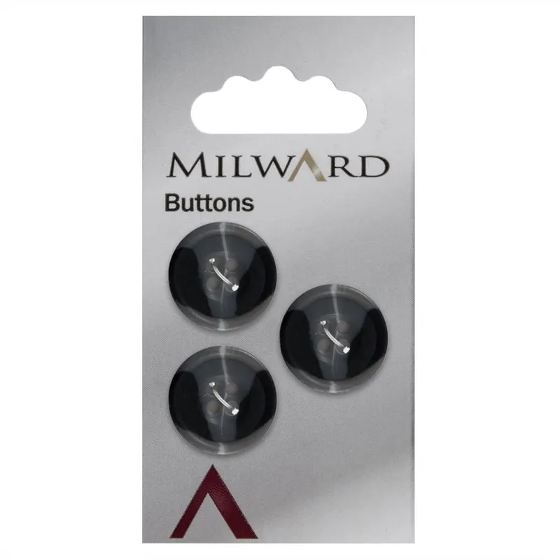Milward-Knopf, mattschwarz/grau, 19 mm (3 Stück)