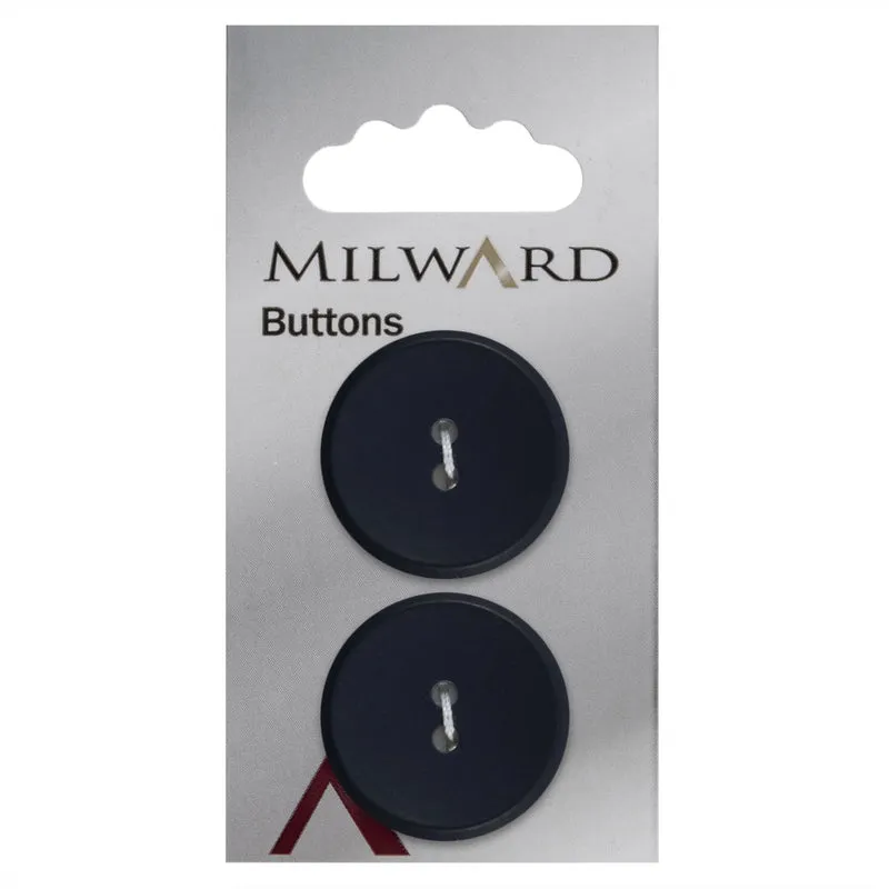 Milward runder Knopf, matt Dunkelblau, 25 mm (2 Stück)
