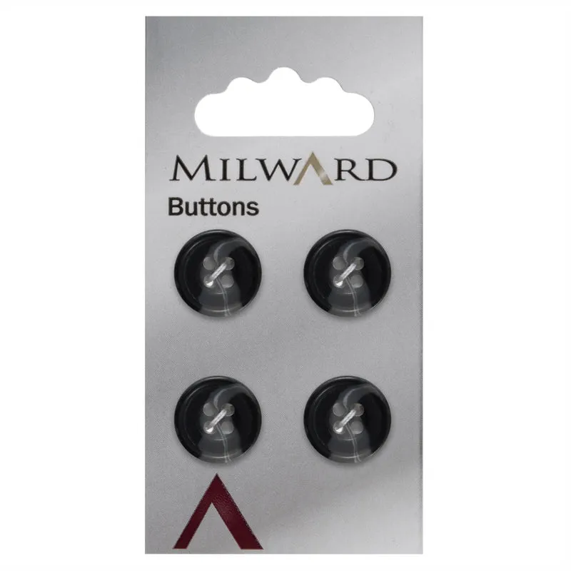 Milward-Knopf, mattschwarz/Grau, 15 mm (4 Stück)