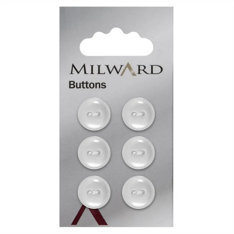Milward Perlmutt-Knopf, gewölbt, weiß, 13 mm (6 Stück)