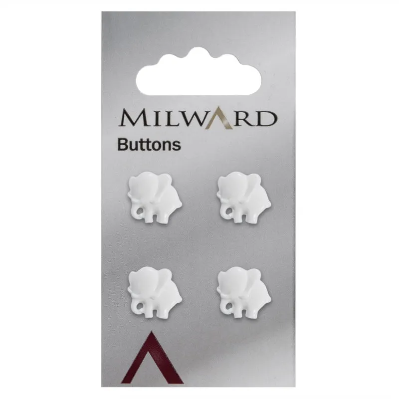 Milward Knopf „Elefant“, Weiß, 13 mm (4 Stück)