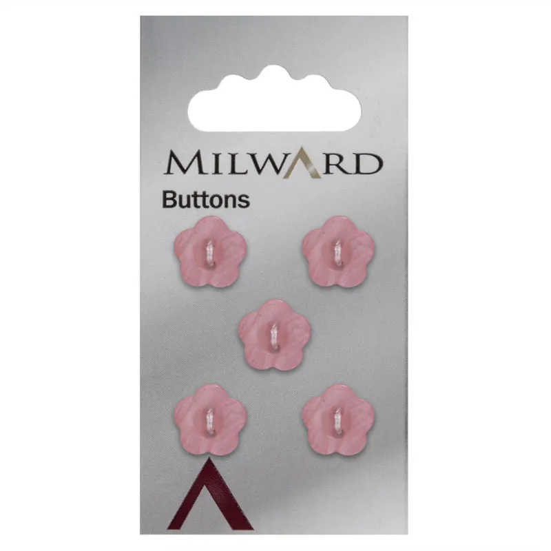 Milward Blumenknopf, rosa, 12 mm (5 Stück)