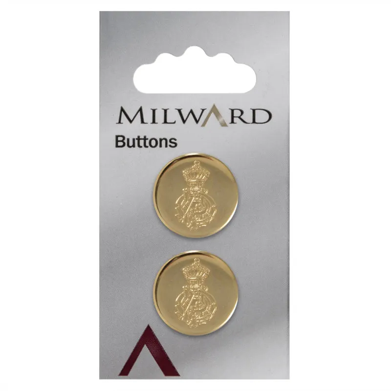 Milward Knopf aus Metall mit Wappen, goldfarben, 20 mm (2 Stück)