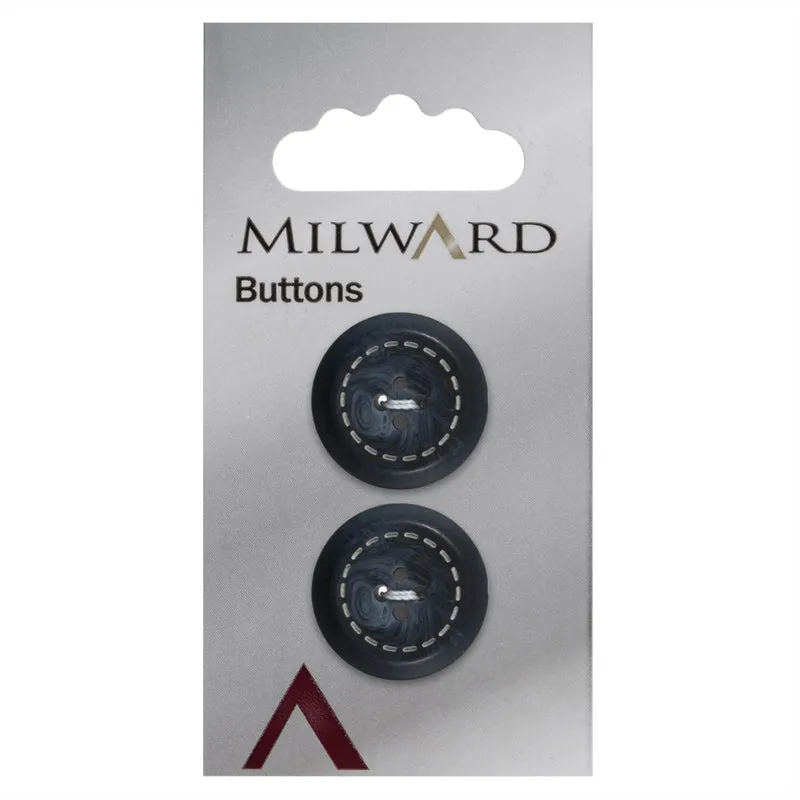 Milward-Knopf mit Verzierung, Blau, 20 mm (2 Stück)