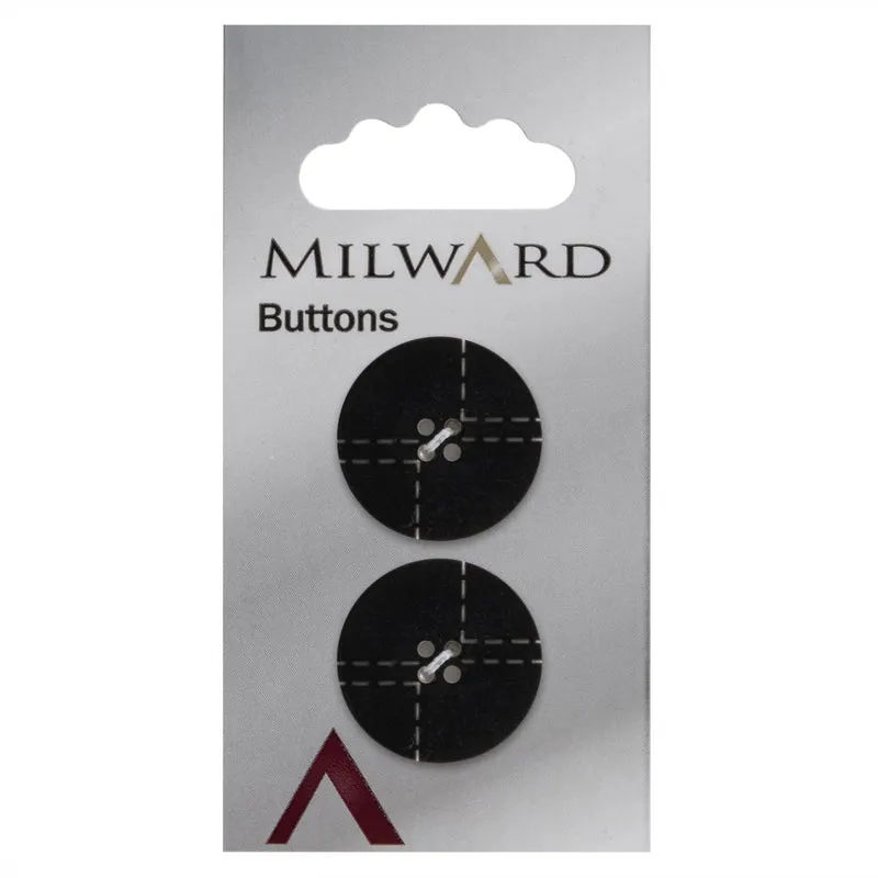 Milward-Knopf mit Stickmotiv, Schwarz, 22 mm (2 Stück)