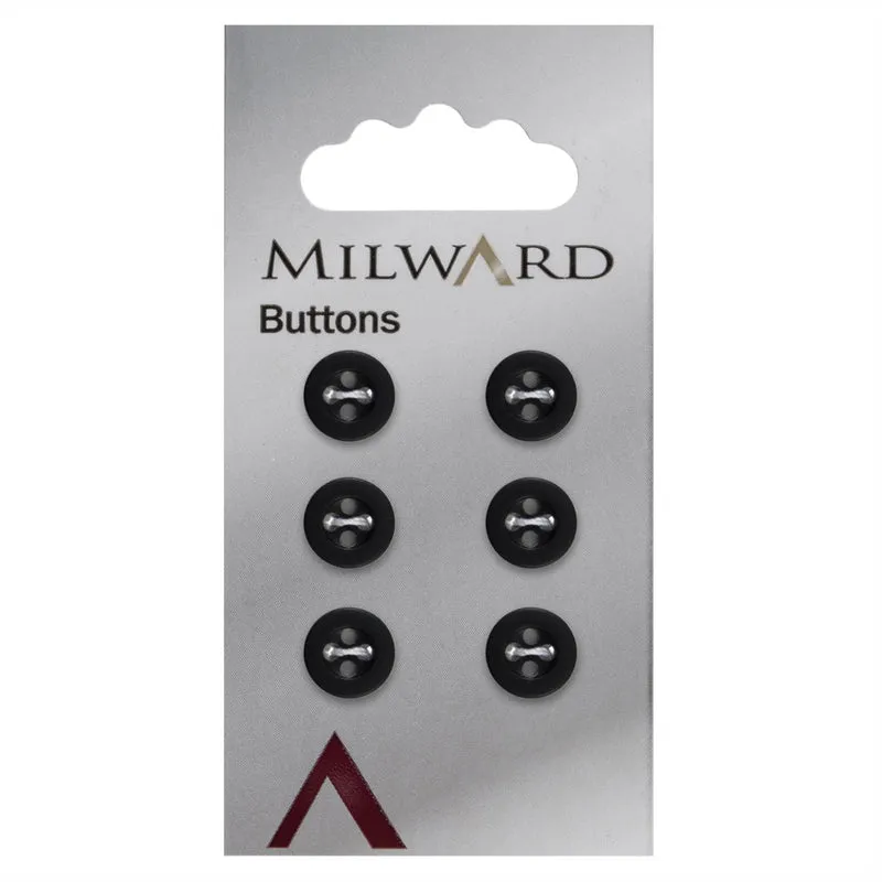 Milward-Knopf, mattschwarz, 10 mm (6 Stück)