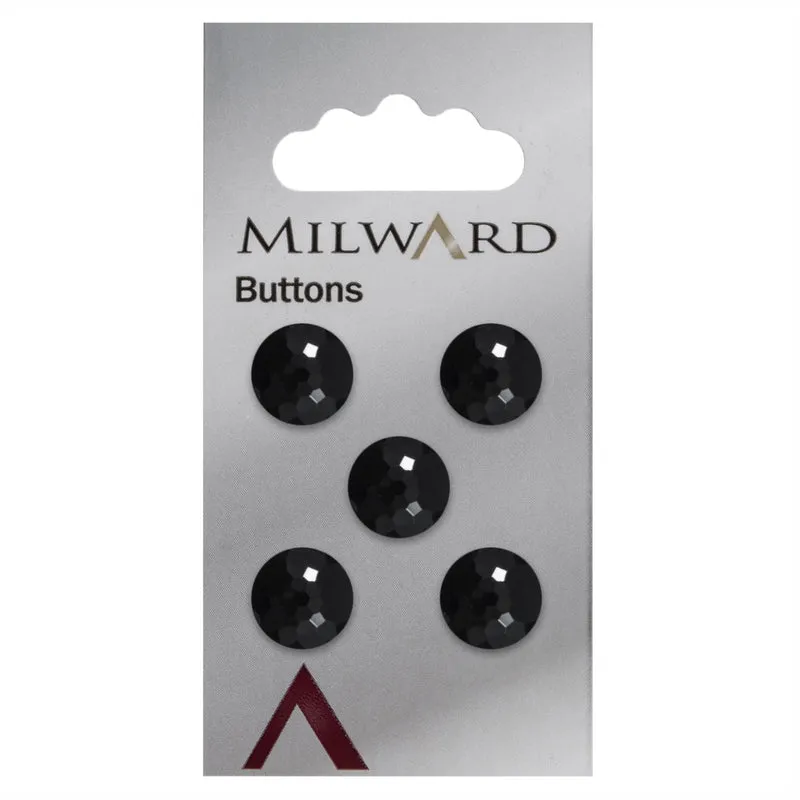 Milward Glanzknopf mit Verzierung, Schwarz, 12 mm (5 Stück)