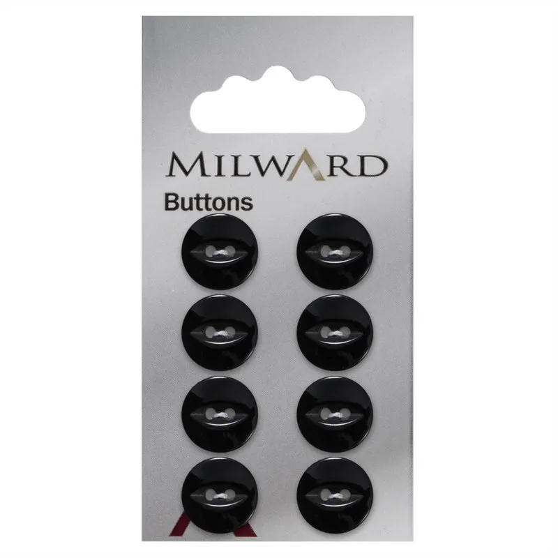 Milward Glanzknopf Schwarz 13 mm (8 Stück)
