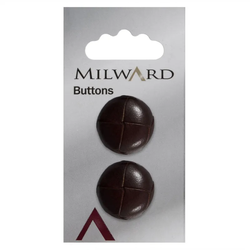 Milward Lederknopf 02 Dunkelbraun 20 mm (2 Stück)