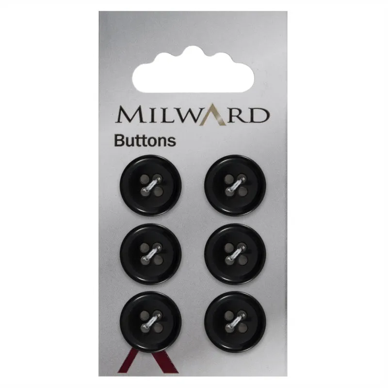 Milward-Knopf, glänzend, Dunkelblau, 14 mm (6 Stück)