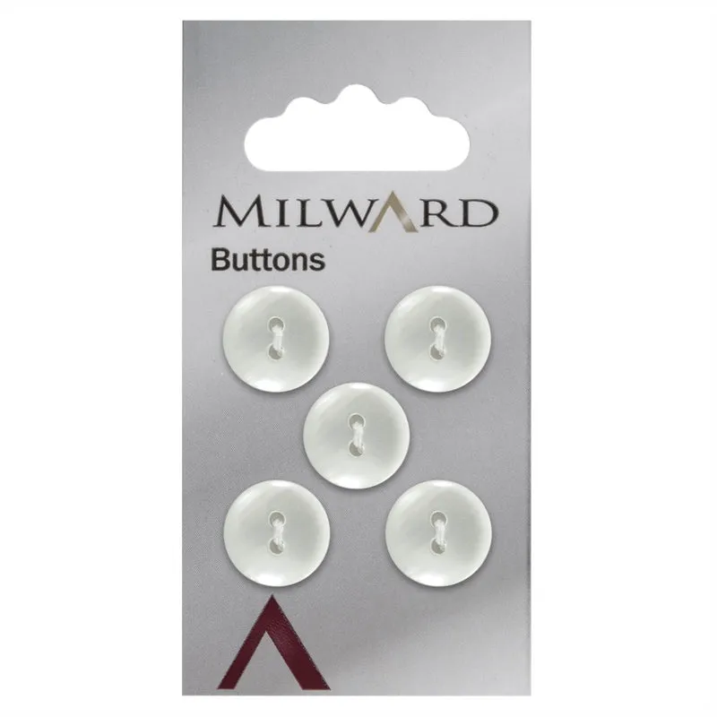Milward-Knopf, glänzendes Perlmutt, Weiß, 13 mm (5 Stück)