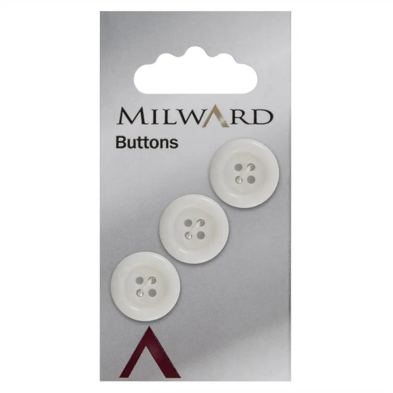 Milward-Knopf mit erhöhtem Rand, Weiß, 17 mm (3 Stück)