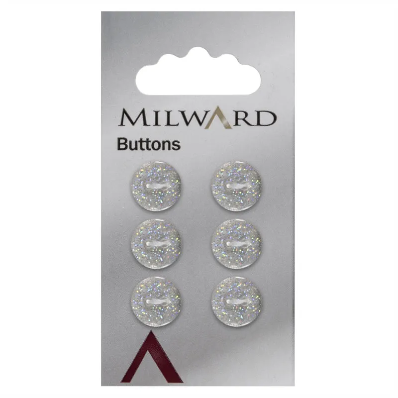 Milward Glitzerknopf, weiß, 12 mm (6 Stück)