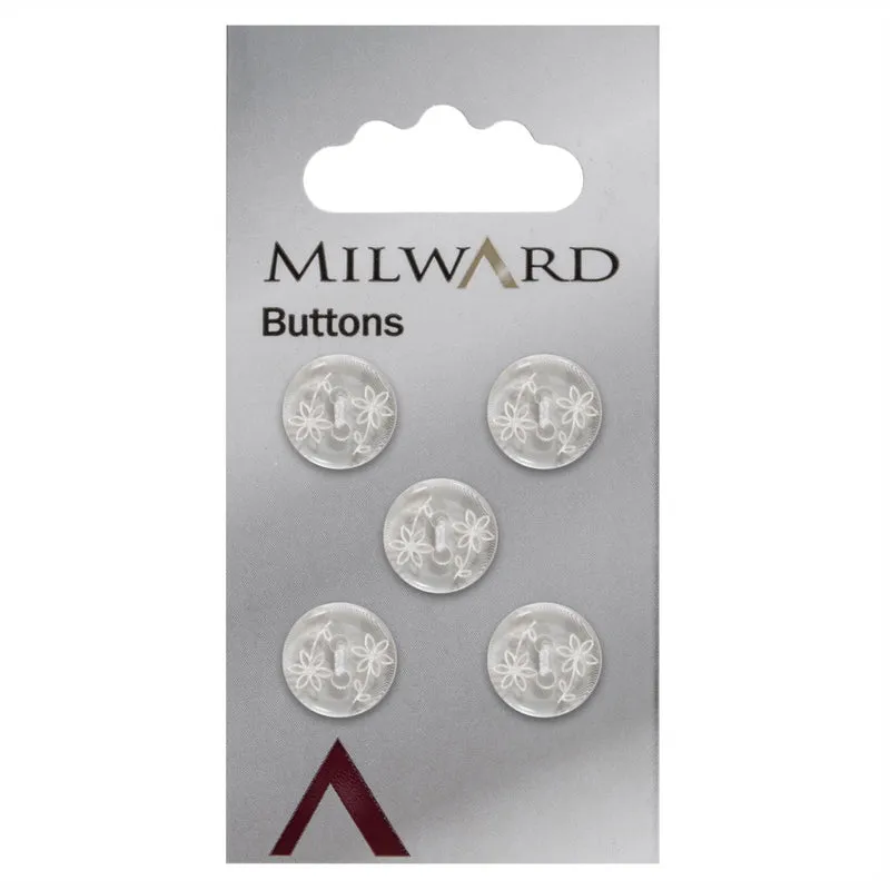 Milward-Knopf, transparent mit Blumenmuster, 12 mm (5 Stück)
