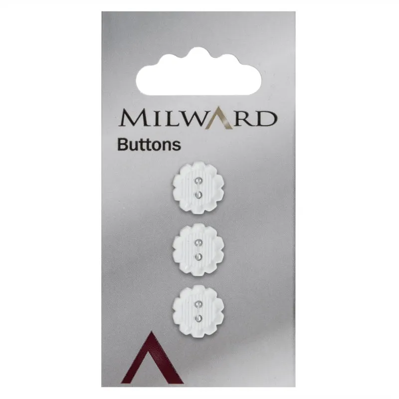 Milward Blumenknopf, weiß, 15 mm (3 Stück)