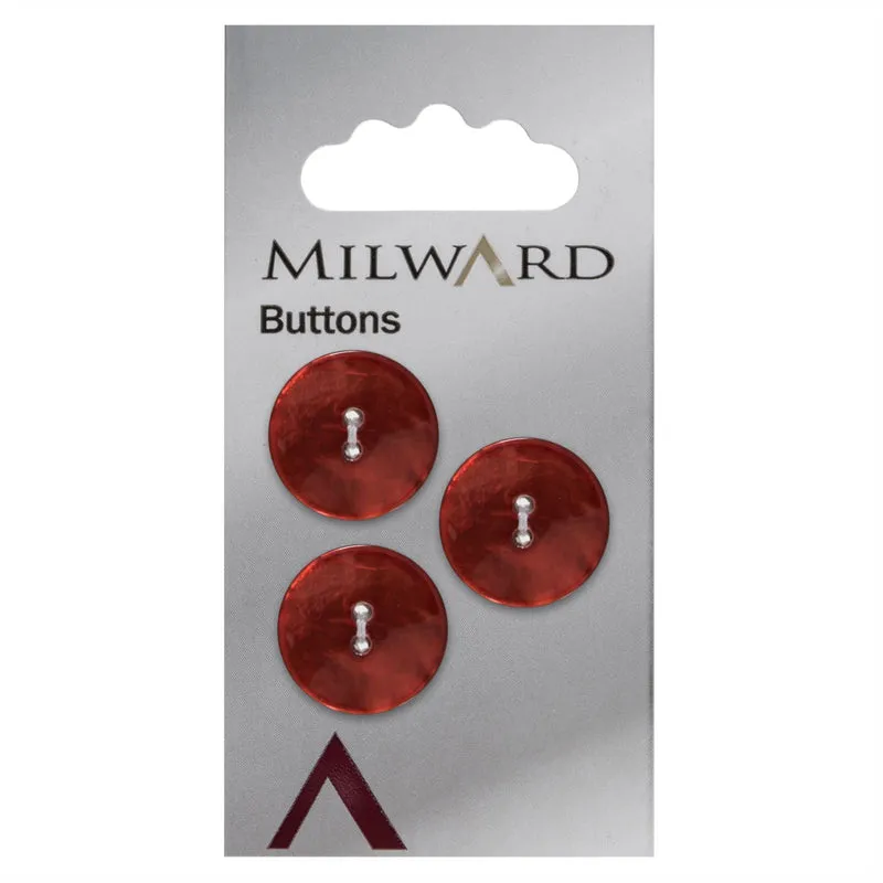 Milward Perlmutt-Knopf, Rot, 17 mm (3 Stück)