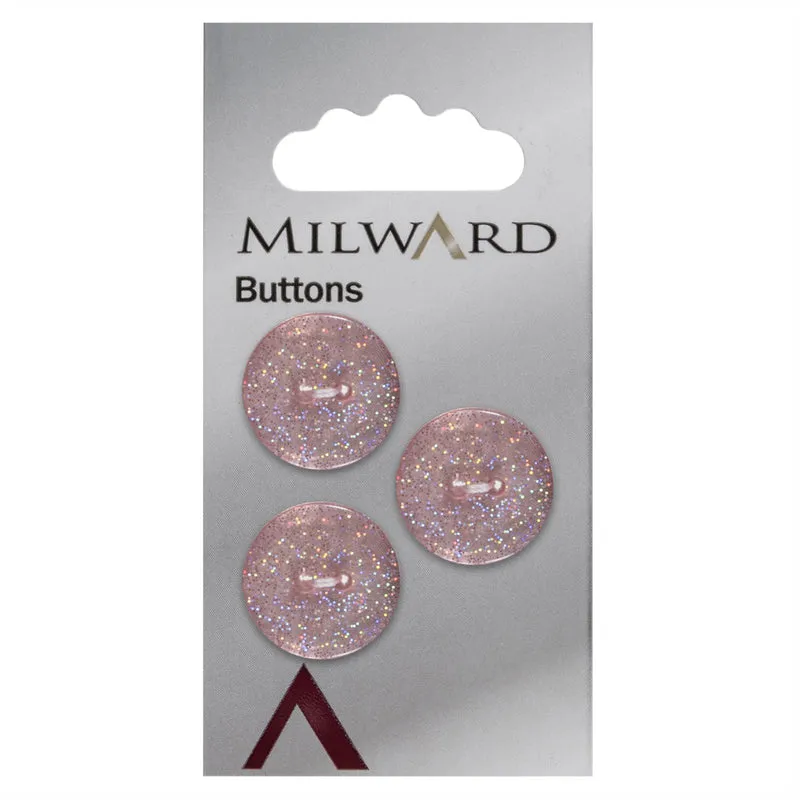 Milward-Knopf, hellrosa, mit Glitzer, 17 mm (3 Stück)