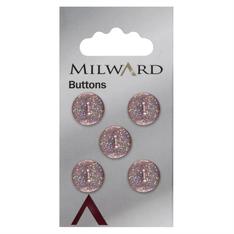 Milward-Knopf, hellrosa, mit Glitzer, 12 mm (5 Stück)
