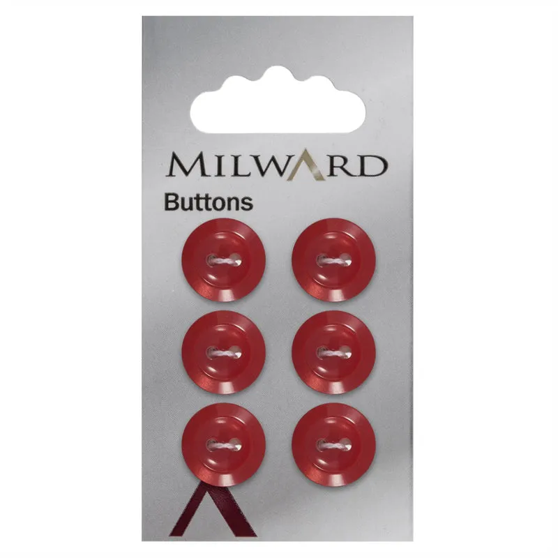 Milward-Knopf, rot, mit erhöhtem Rand, 13 mm (6 Stück)