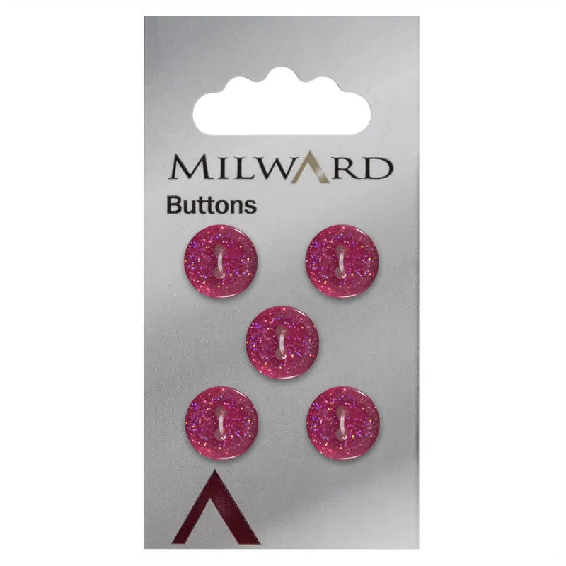 Milward-Knopf, dunkelrosa mit Glitzer, 12 mm (5 Stück)