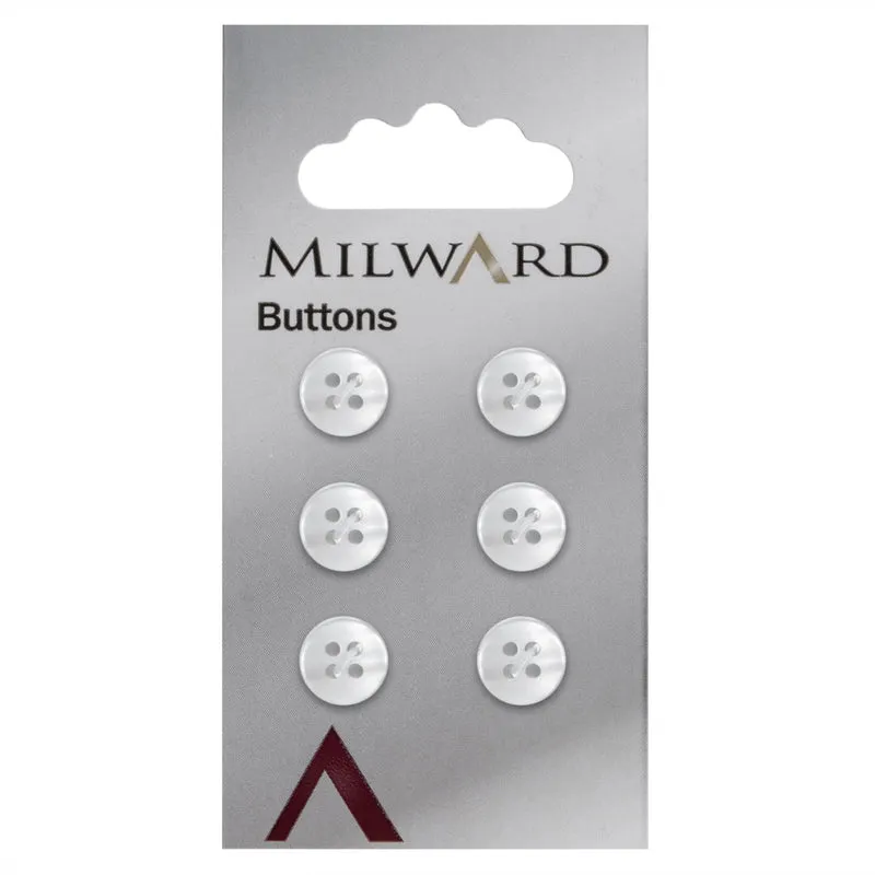 Milward Perlmutt-Knopf, weiß, 10 mm (6 Stück)