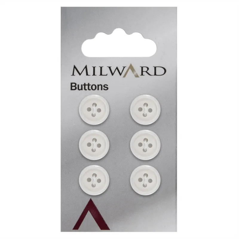 Milward-Knopf, weiß, 12 mm (6 Stück)
