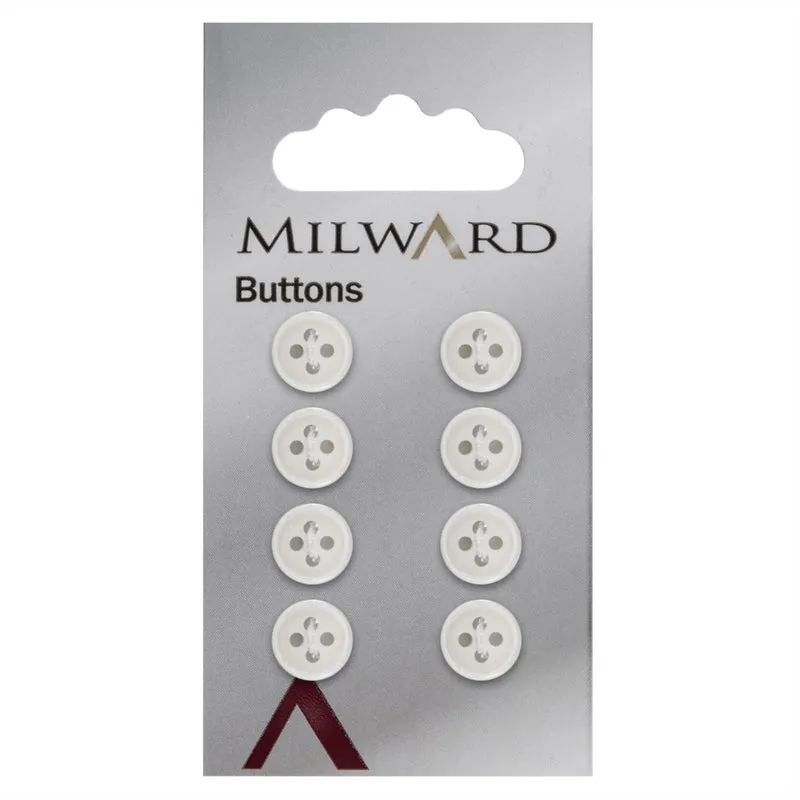 Milward-Knopf, weiß, 10 mm (8 Stück)