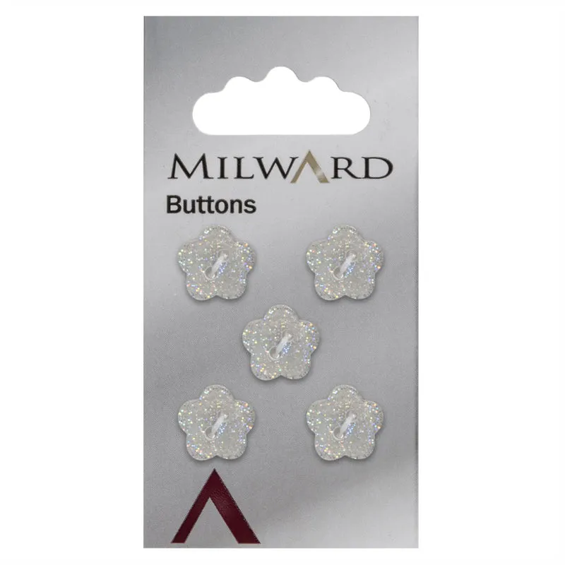 Milward Knopf, transparent, mit Glitzer, 13 mm (5 Stück)