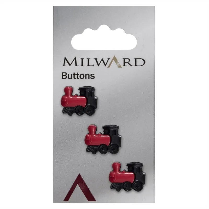 Milward Knopf „Zug“ Schwarz/Rot, 17 mm (3 Stück)