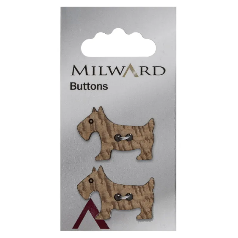 Milward-Knopf „Hündchen“ aus Holz, 30 mm (2 Stück)