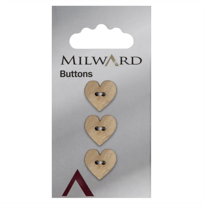 Milward Holzherz-Knopf 15 mm (3 Stück)