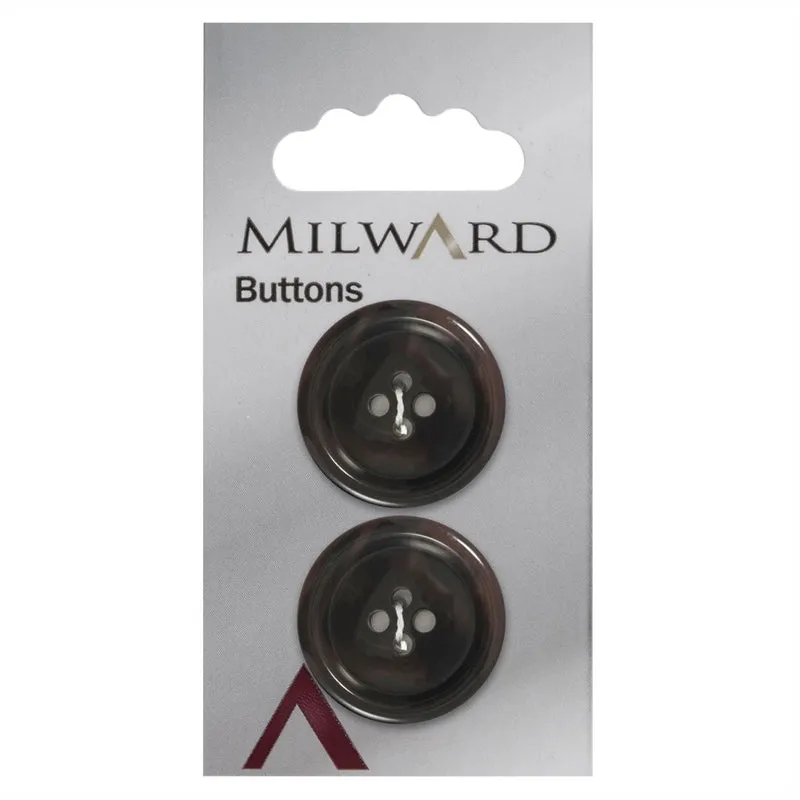 Milward Rundknopf (0,5 cm dick) Dunkelbraun 25 mm (2 Stück)