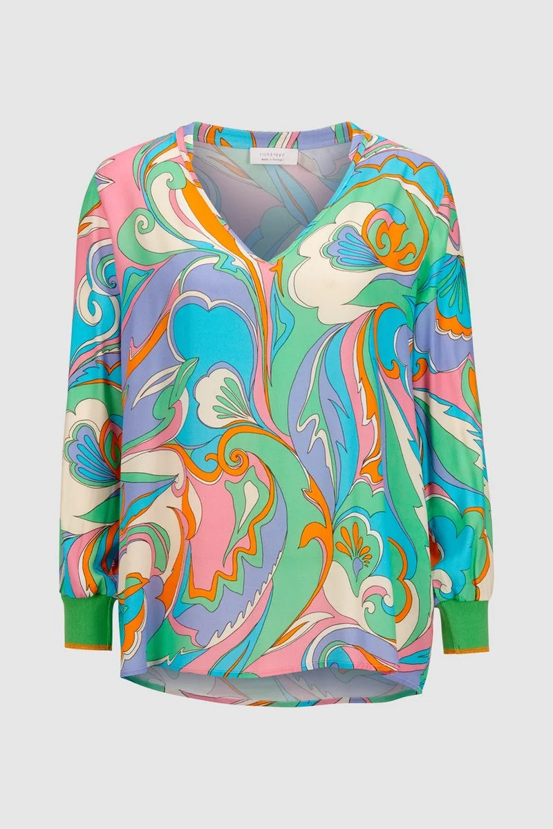 printed v-blouse ecovero