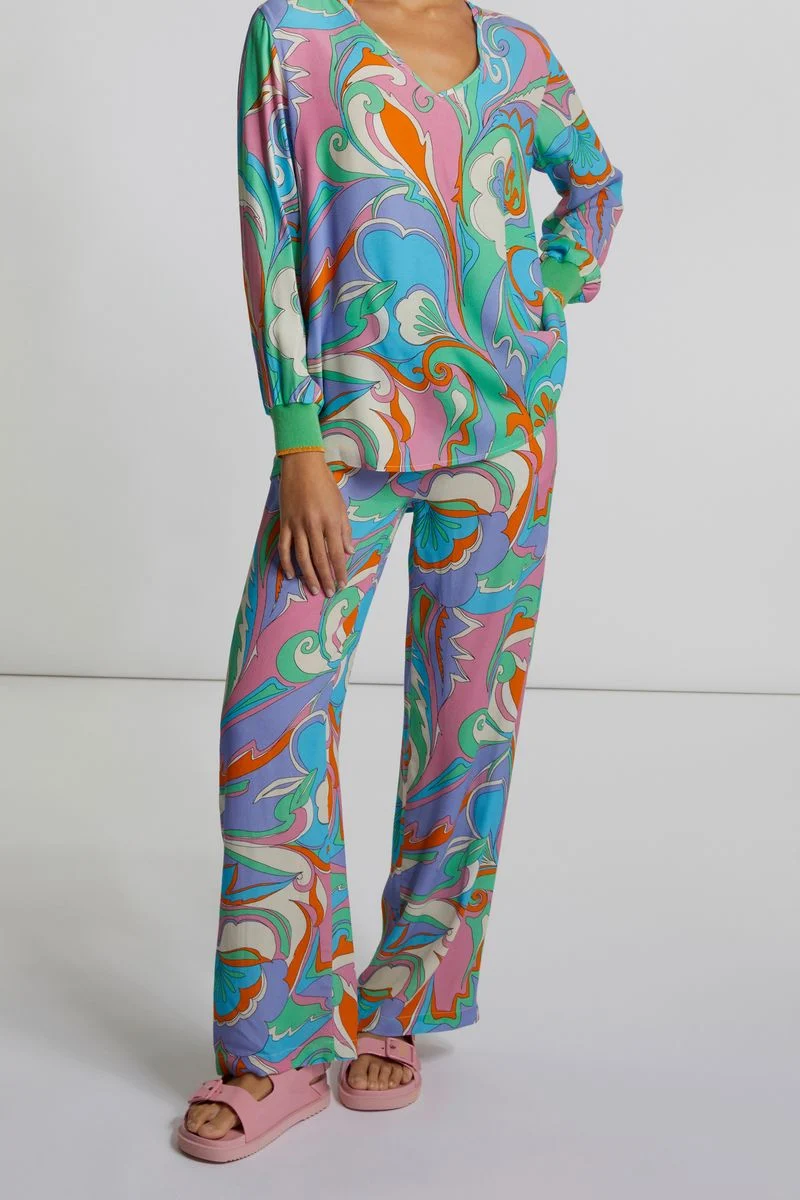 printed v-blouse ecovero