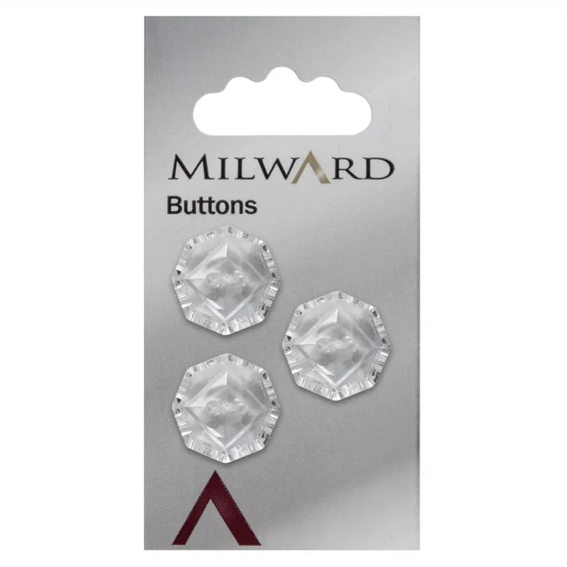 Milward Achtkantiger Knopf, transparent, 19 mm (3 Stück)