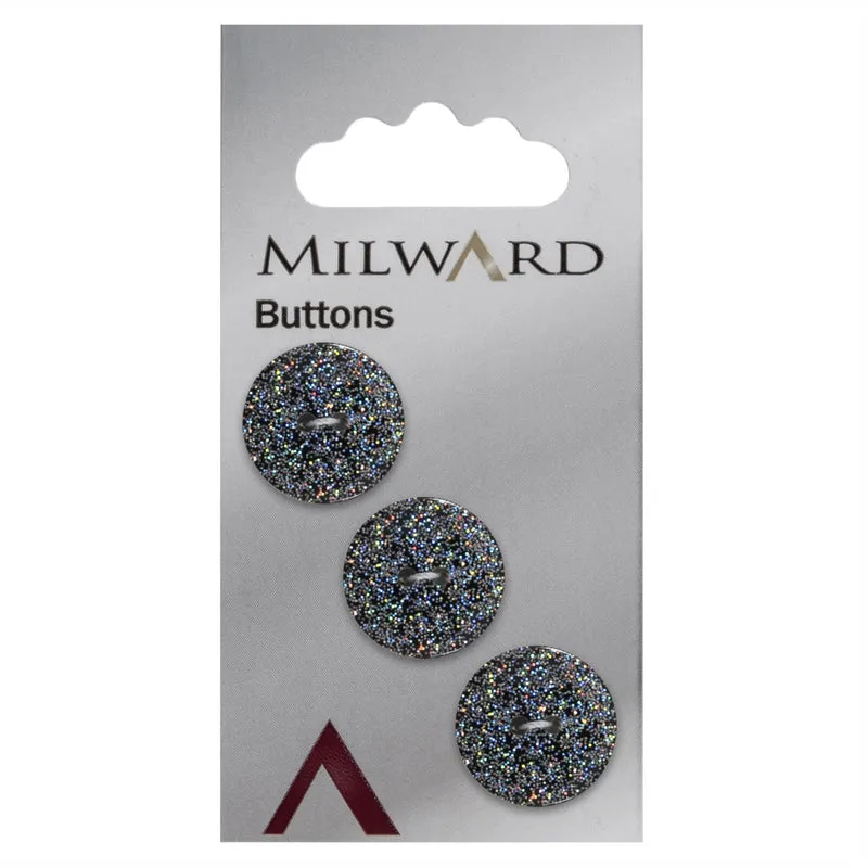 Milward-Knopf, Schwarz/Grau mit Glitzer, 17 mm (3 Stück)