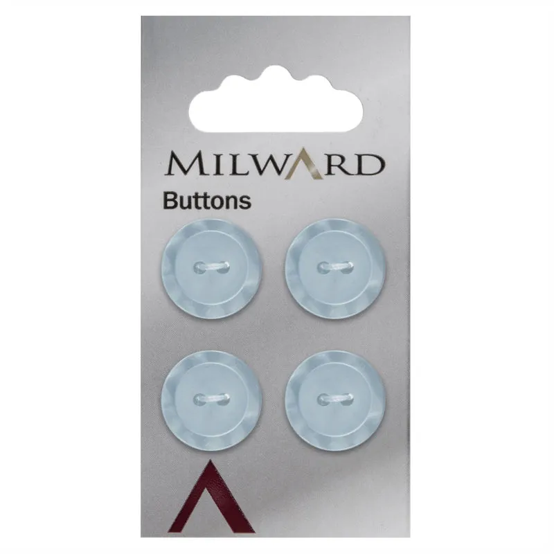 Milward-Knopf, blau mit Perlmutt-Rand, 16 mm (4 Stück)